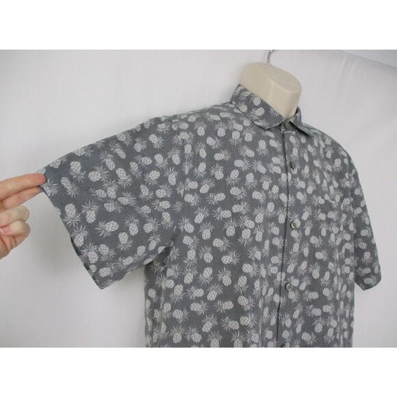 Tommy Bahama Positano Pineapple Shirt Mens Medium Hawaiian Graphite Gray Cotton - Picture 4 of 16